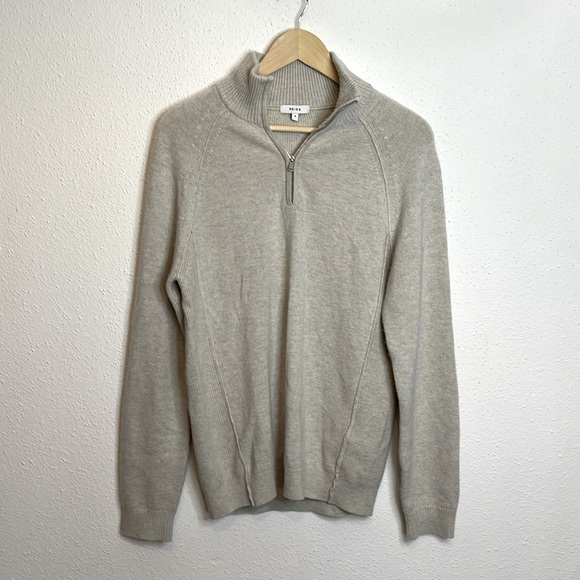 Reiss Other - Reiss Wool and Cashmere Blend Quarter Zip Sweater in Gray Size Small